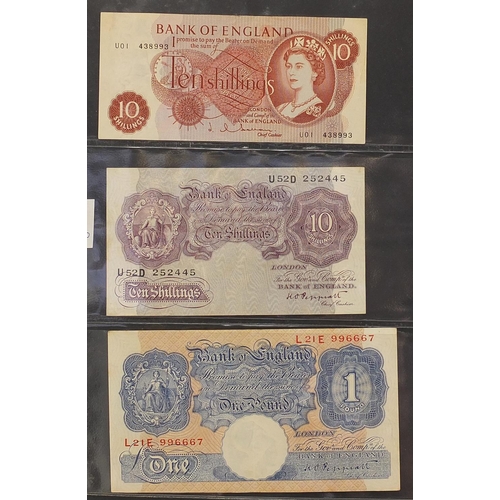 2566 - Album of old banknotes including five pound notes, one pound notes and ten shilling notes, various C... 