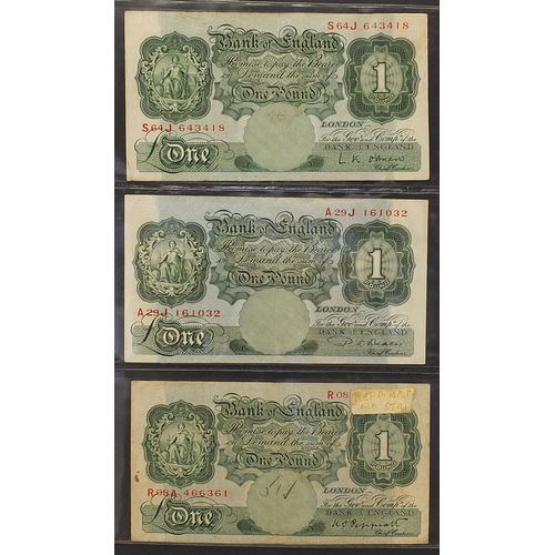 2566 - Album of old banknotes including five pound notes, one pound notes and ten shilling notes, various C... 