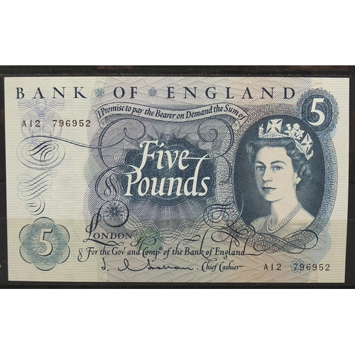 2566 - Album of old banknotes including five pound notes, one pound notes and ten shilling notes, various C... 