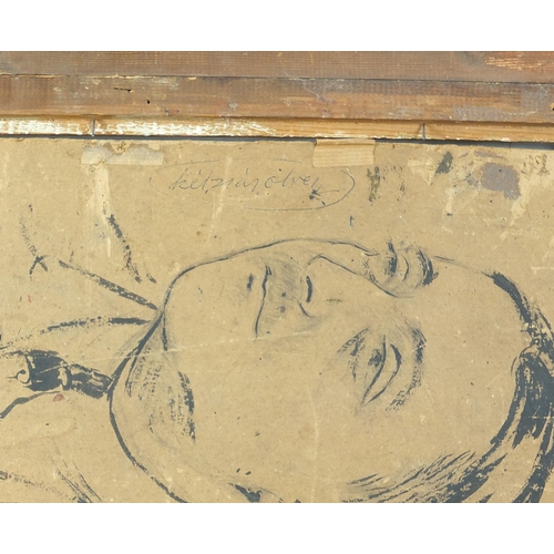 448 - Frantisek Zdenek Eberl - Semi nude reclining female, Impressionist oil on board, French C Gadin labe... 