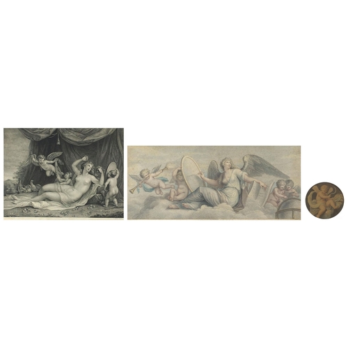 661 - Three classical engravings of angels and Putti including one by Francesco Bartolozzi, framed and gla... 