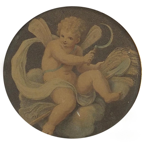 661 - Three classical engravings of angels and Putti including one by Francesco Bartolozzi, framed and gla... 