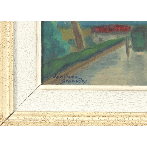 675 - Sanchez Granados - Rue de Tipaza, oil on board, mounted and framed, 26cm x 21cm excluding the mount ... 