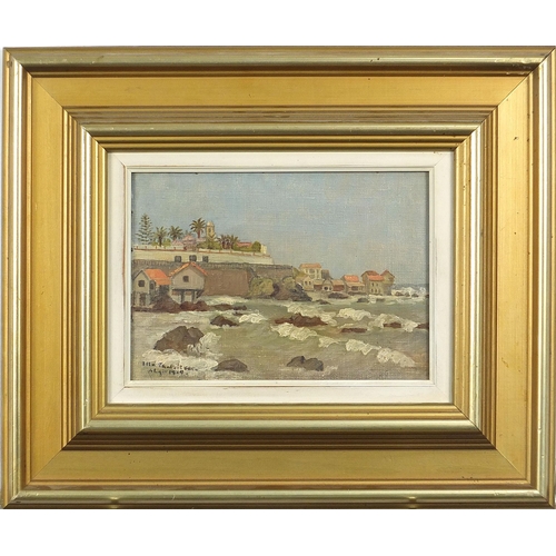 676 - Ella Thalbitzer 1949 - St Eugene, Alger, Algerian oil on canvas, mounted and framed, 21cm x 14.5cm e... 