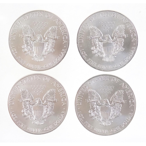 2541 - Four United States of America 2014 fine silver dollars, 125g