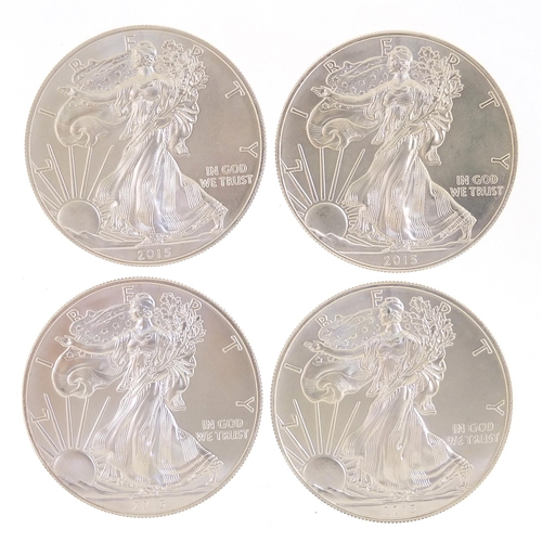 2540 - Four United States of America 2014 fine silver dollars, 125g