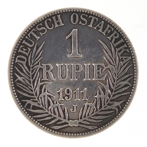 2508 - East Africa 1911 silver one rupie