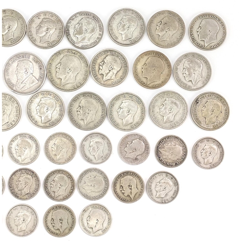 2494 - Quantity of British coinage including 1920-1946 half crowns, florins and shillings and a South Afric... 