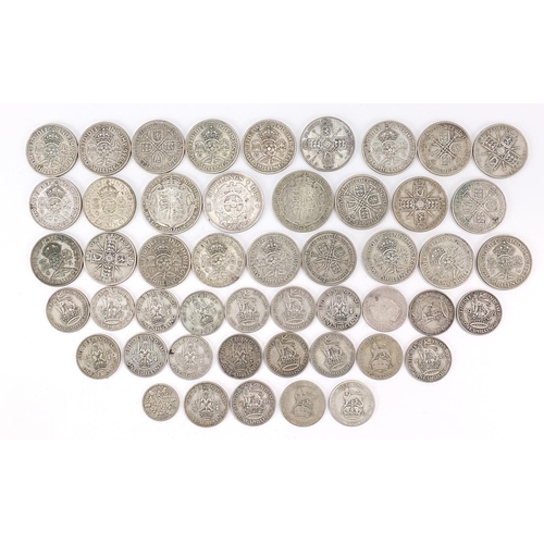 2494 - Quantity of British coinage including 1920-1946 half crowns, florins and shillings and a South Afric... 