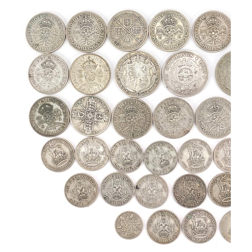 2494 - Quantity of British coinage including 1920-1946 half crowns, florins and shillings and a South Afric... 