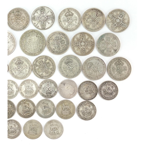 2494 - Quantity of British coinage including 1920-1946 half crowns, florins and shillings and a South Afric... 