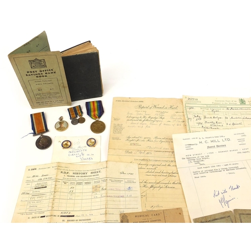 2450 - British Military World War I pair and militaria, the pair awarded to N2-150163PTE.C.J.CAREY.A.S.C. a... 