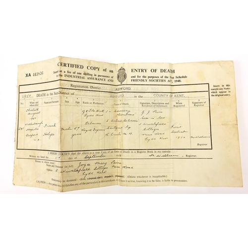 2450 - British Military World War I pair and militaria, the pair awarded to N2-150163PTE.C.J.CAREY.A.S.C. a... 