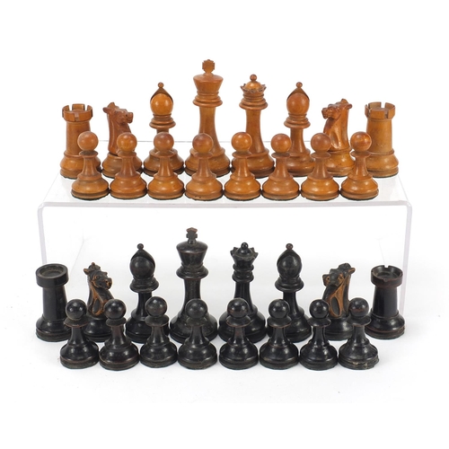 331 - 19th century boxwood and ebonised Staunton chess set, 10.5cm high