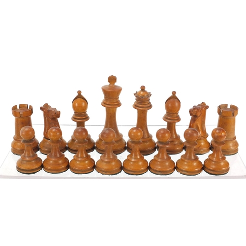 331 - 19th century boxwood and ebonised Staunton chess set, 10.5cm high