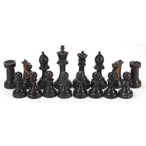 331 - 19th century boxwood and ebonised Staunton chess set, 10.5cm high