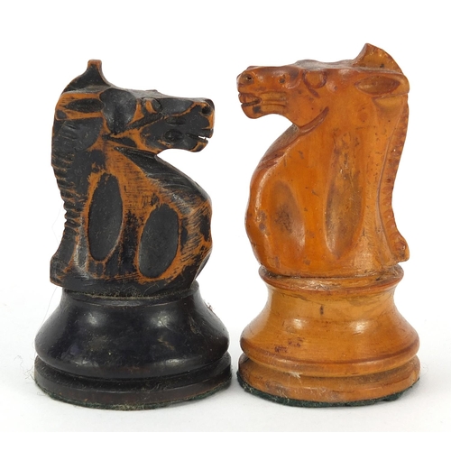 331 - 19th century boxwood and ebonised Staunton chess set, 10.5cm high