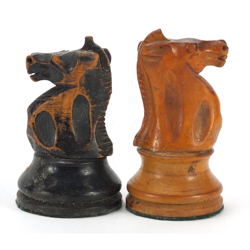 331 - 19th century boxwood and ebonised Staunton chess set, 10.5cm high