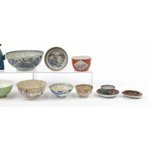 11 - Chinese porcelain including a celadon glazed bowl and sang de boeuf vase, the largest 20.5cm in diam... 