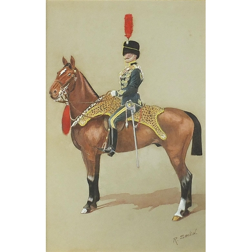 650 - Richard Simkin - 4th Queen's Own Hussars Officer Review Order, 19th century military interest height... 