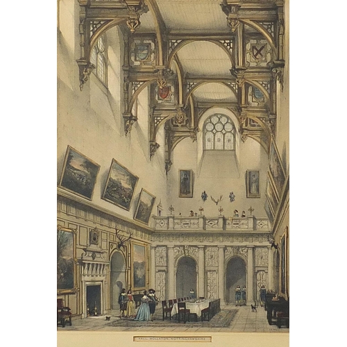 1635 - After Joseph Nash - Hall, Wollaton, Nottinghamshire, 19th century print in colour, details verso, mo... 