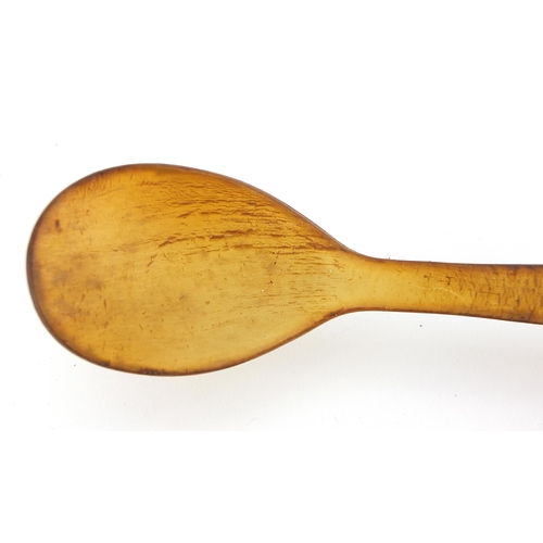 315 - Asian horn spoon, possibly rhinoceros horn, 20cm in length