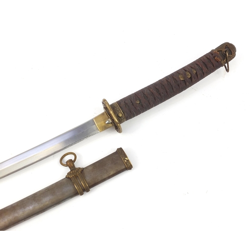 2470A - Japanese military interest Samurai sword with steel blade, 102cm in length