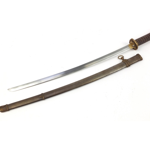 2470A - Japanese military interest Samurai sword with steel blade, 102cm in length