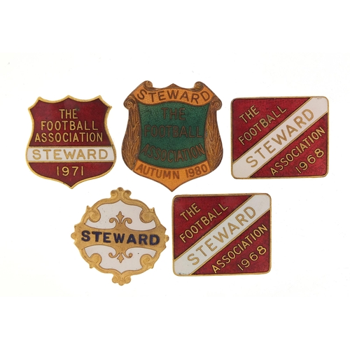 2477 - Five 1960's and later Football Association Steward badges