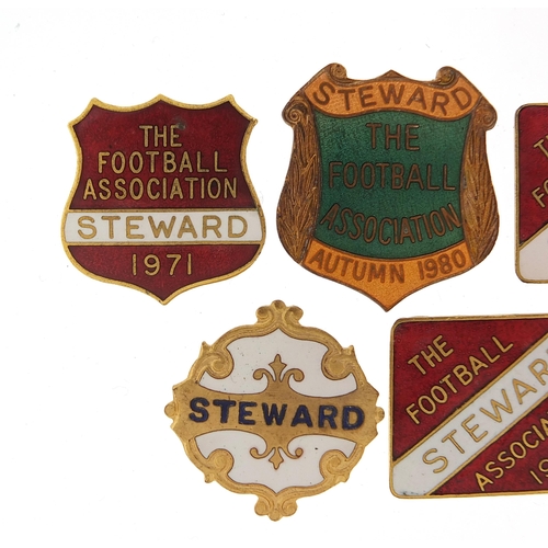 2477 - Five 1960's and later Football Association Steward badges