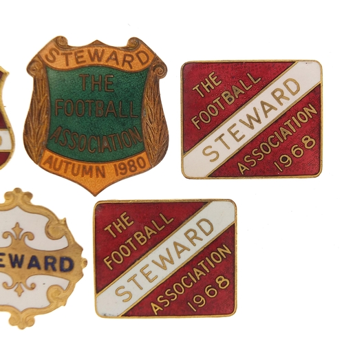 2477 - Five 1960's and later Football Association Steward badges