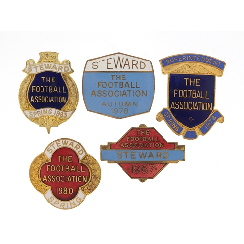 2475 - Five 1960's and later Football Association Steward and Superintendent badges