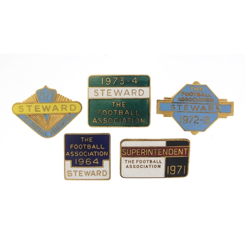 2478 - Five 1960's and later Football Association Steward and Superintendent badges