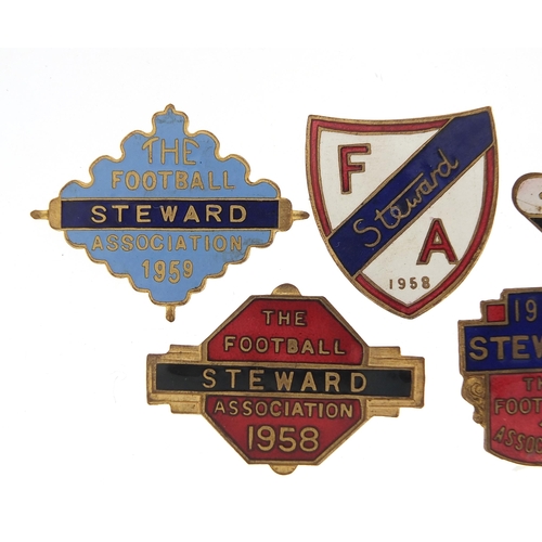 2472 - Five 1950's and later Football Association Steward badges