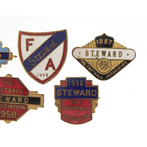 2472 - Five 1950's and later Football Association Steward badges