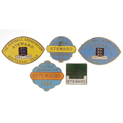 2476 - Five 1960's Football Association Steward badges