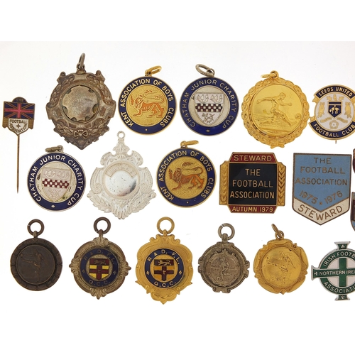 2479 - Footballing interest enamel badges and stick pins including Football Association Steward, Crystal Pa... 