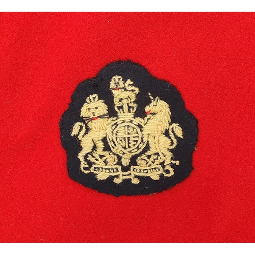 2460A - Military interest Red Life Guard's long coat with a Regimental Sergeant Major badge on the right sle... 