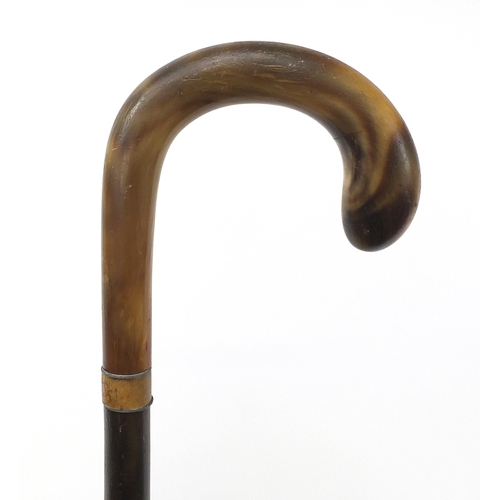 317 - Segmented horn walking stick with horn handle, possibly rhinoceros, 88cm in length