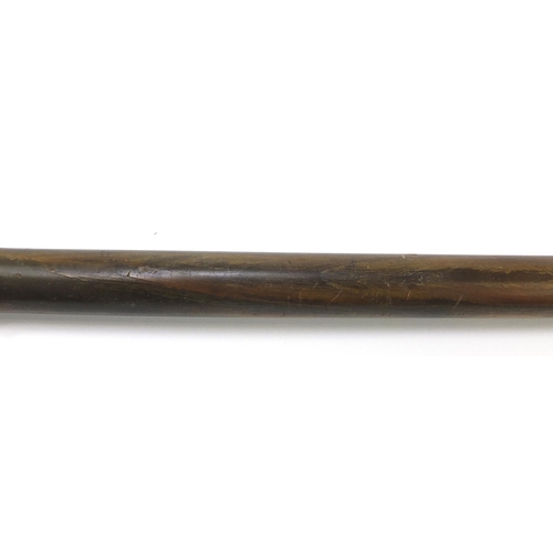 317 - Segmented horn walking stick with horn handle, possibly rhinoceros, 88cm in length