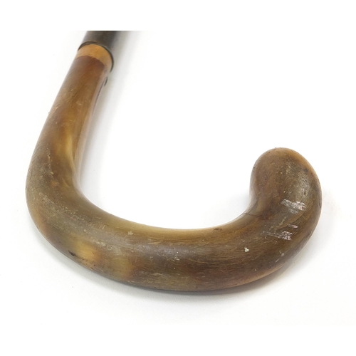 317 - Segmented horn walking stick with horn handle, possibly rhinoceros, 88cm in length