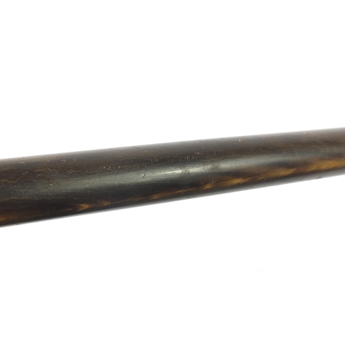 317 - Segmented horn walking stick with horn handle, possibly rhinoceros, 88cm in length