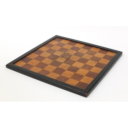 330 - 19th century ebonised, satinwood and rosewood chess board, 47cm x 47cm