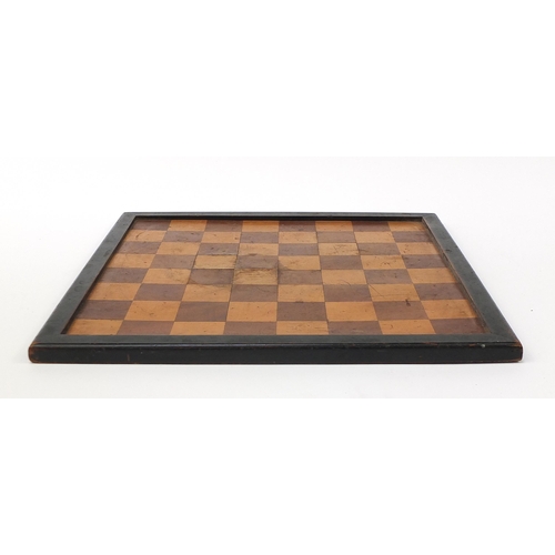 330 - 19th century ebonised, satinwood and rosewood chess board, 47cm x 47cm