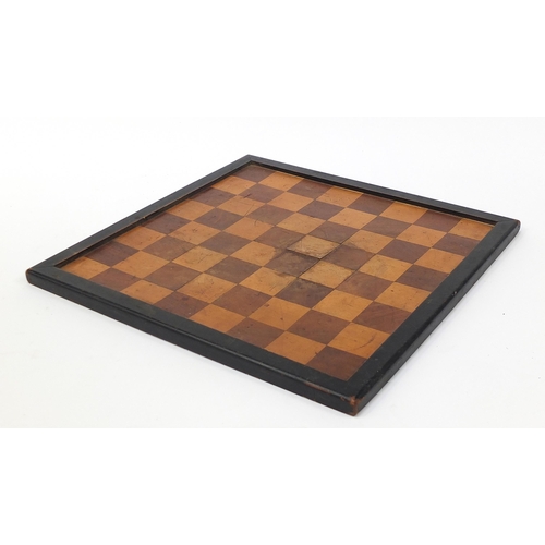 330 - 19th century ebonised, satinwood and rosewood chess board, 47cm x 47cm