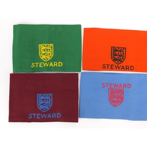 2483 - Six vintage Football Association Steward arm bands including 1978 Football League cup final