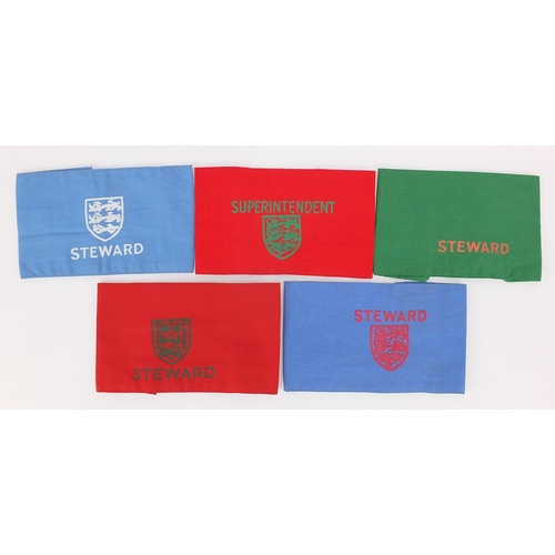 2482 - Five vintage Football Association Steward arm bands