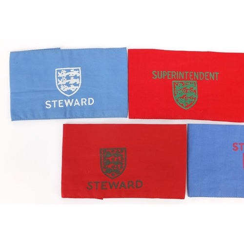 2482 - Five vintage Football Association Steward arm bands