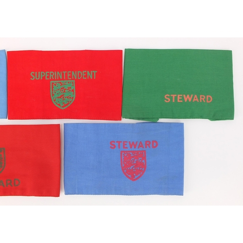 2482 - Five vintage Football Association Steward arm bands