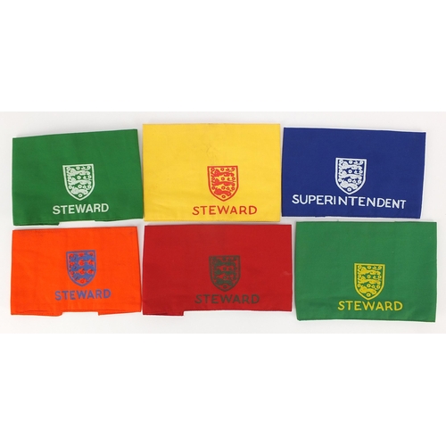 2480 - Six vintage Football Association Steward and Superintendent arm bands